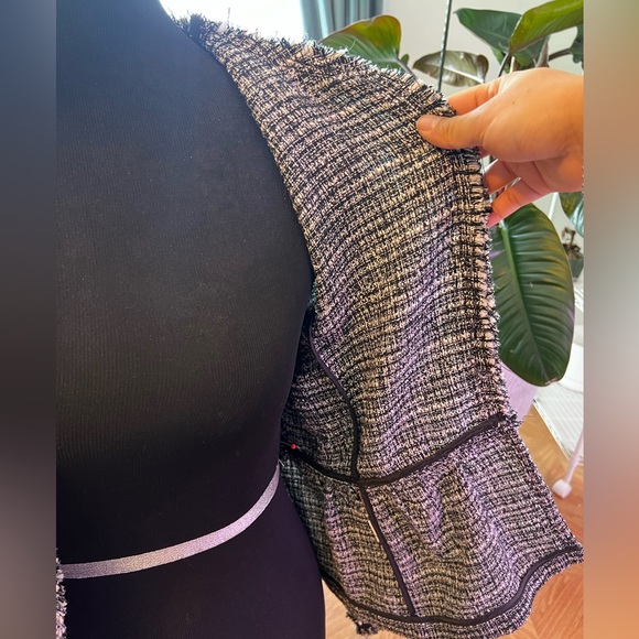 Zara Tweed Blazer, Buttonless, Black Piping, Small - Picture 8 of 12